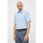 Pamučna košulja BOSS BOSS ORANGE za muškarce, regular, s talijanskim ovratnikom - plava. Košulja iz kolekcije BOSS izrađena od glatke tkanine. Model izrađen od izuzetno ugodnog pamučnog materijala.