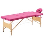 vidaXL Sklopivi masažni stol s 3 zone drveni ružičasti