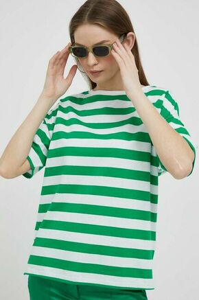 Pamučna majica United Colors of Benetton boja: zelena - zelena. Majica kratkih rukava iz kolekcije United Colors of Benetton izrađena od elastične pletenine. Model izrađen od mekanog i ugodnog materijala na dodir.