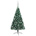 vidaXL Umjetna polovica božićnog drvca LED s kuglicama zelena 240 cm