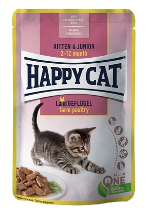 Happy Cat Kitten &amp; Junior Land Geflügel mokra hrana - Perad 85 g