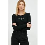 Majica dugih rukava Pepe Jeans za žene, boja: crna - crna. Majica dugih rukava iz kolekcije Pepe Jeans. Model izrađen od tankog, elastičnog pletiva.