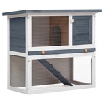 vidaXL Vanjska kućica za zečeve s 1 vratima siva drvena