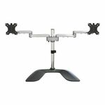 StarTech.com Dual Monitor Stand, Ergonomic Desktop Monitor Stand for up to 32" VESA Displays, Free-Standing Articulating Universal Computer Monitor Mount, Adjustable Height, Silver - Easy &amp; Quick Asse