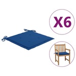 vidaXL Jastuci za vrtne stolice 6 kom kraljevski plavi 50 x 50 x 4 cm