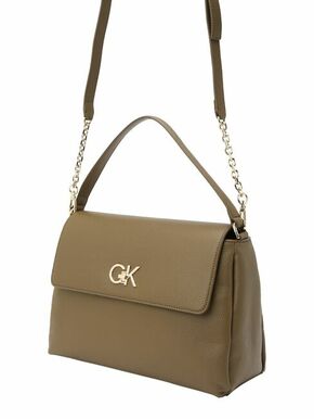 Torba Calvin Klein boja: zelena - zelena. Velika torbica iz kolekcije Calvin Klein. na kopčanje model izrađen od ekološke kože.