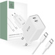 Tech-Protect C35W, 2xUSB-C, PD, 35W wall charger + USB-C cable white