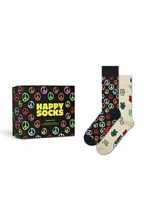 Happy Socks Čarape 'Peace' boja pijeska / zelena / vatreno crvena / crna