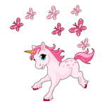Dječje zidne samoljepljive naljepnice Ambiance Pink Unicorn and Papillons