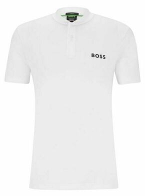 Muški teniski polo BOSS x Matteo Berrettini Slim-Fit Polo Shirt With Boomber-Style Collar - white