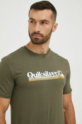Pamučna majica Quiksilver boja: zelena