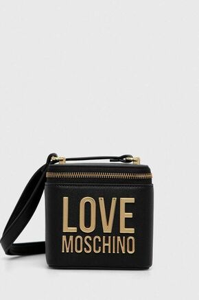 Torba Love Moschino boja: crna - crna. Mala torba iz kolekcije Love Moschino. na kopčanje model izrađen od ekološke kože. Čvrsti materijal