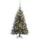 Umjetno božićno drvce LED s kuglicama i snijegom 120 cm PVC/PE