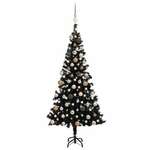 Umjetno božićno drvce LED sa setom kuglica crno 180 cm PVC