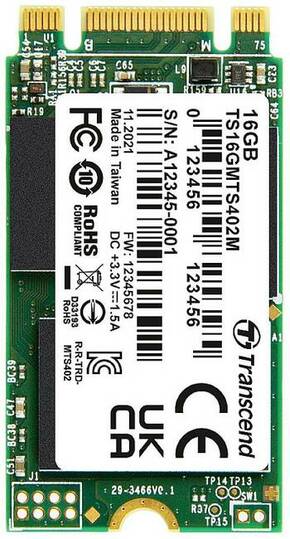 Transcend MTS402M 16 GB unutarnji M.2 PCIe NVMe SSD 2242 SATA III maloprodaja TS16GMTS402M