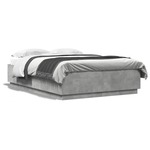 vidaXL Okvir kreveta s LED svjetlima boja betona 150 x 200 cm drveni