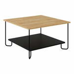 Crni/u prirodnoj boji stolić za kavu s pločom stola u dekoru hrasta 80x80 cm Tonka – Marckeric