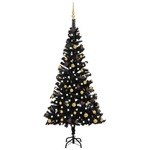 Umjetno božićno drvce LED s kuglicama crno 150 cm PVC