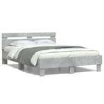 vidaXL Okvir kreveta s uzglavljem siva boja betona 135x190 cm drveni