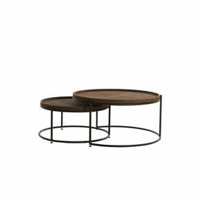 Smeđi kožni okrugli stolići u setu od 2 kom ø 79 cm Jairo - Light &amp; Living