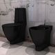 vidaXL Keramički set - samostojeća WC školjka i bide, Crni