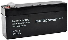 Multipower PB-8-3 MP3-8 olovni akumulator 8 V 3.2 Ah olovno-koprenasti (Š x V x D) 134 x 69 x 36.5 mm plosnati priključak 4.8 mm bez održavanja