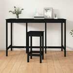 Barski stol crni 180x80x110 cm od masivne borovine
