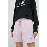 Kratke hlače New Balance za žene, boja: ružičasta, glatki materijal, visoki struk - roza. Kratke hlače iz kolekcije New Balance. Model izrađen od pletiva. Tanki, gusto pleteni materijal.