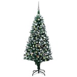 Umjetno osvijetljeno božićno drvce s kuglicama i šiškama 180 cm