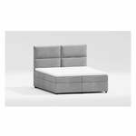 Svijetlo sivi tapecirani bračni krevet s prostorom za odlaganje s podnicom 200x200 cm Rico – Ropez