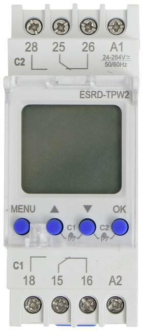 Counttec uklopni sat za profilnu šinu ESRD-TPD2 2 prebacivanje 16 A 250 V/AC višefunkcijski