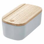 Siva kutija za pohranu s poklopcem od drveta paulovnije iDesign Eco, 9 x 18,3 cm
