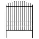 vidaXL Vrtna ograda s ukrasnim kopljima (1,75 - 2) x 1,7 m čelična crna