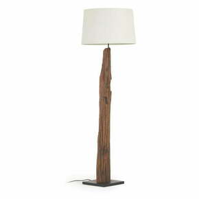 Bijela/smeđa stojeća svjetiljka s tekstilnim sjenilom (visina 175 cm) Powell – Kave Home