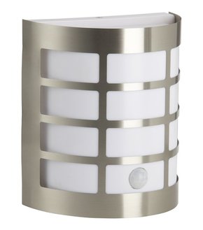 BRILLIANT 96183/82 | Rune Brilliant zidna svjetiljka sa senzorom 1x E27 IP44 plemeniti čelik