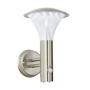 ENDON EL-40068-PIR | Francis-EN Endon zidna svjetiljka sa senzorom 1x LED 420lm 6500K IP44 brušeni čelik