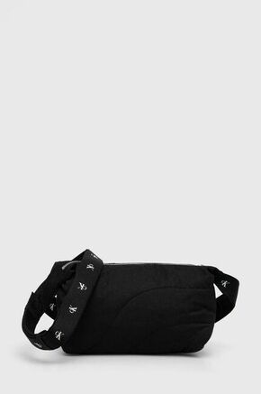 Torba Calvin Klein Jeans boja: crna - crna. Srednje veličine torba iz kolekcije Calvin Klein Jeans. Na kopčanje model izrađen od tekstilnog materijala.