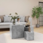 Bočni stolići 3 kom siva boja betona od iverice