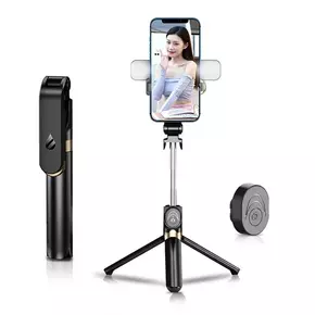 Set / selfie držač s bluetooth daljinskim upravljačem i stativom LED RING SSTR-20 crni