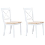 vidaXL Blagovaonske stolice od drva kaučukovca 2 kom bijelo-smeđe