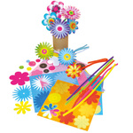 PlayBox: Set za izradu papirnatih cvjetova s čupercima i gumbima