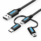 Vention USB 2.0 A Male to 3-in-1 Micro-B USB-C Mini-B Male Cable 0,5m, Black VEN-CQIBD