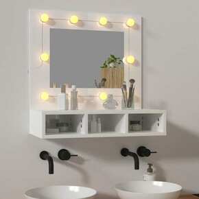 VidaXL Ormarić s ogledalom i LED svjetlima sjajni bijeli 60x31