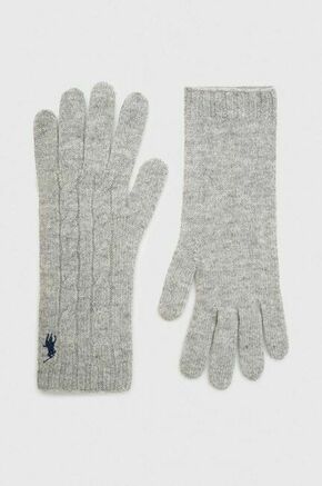 Vunene rukavice Polo Ralph Lauren boja: siva - siva. Rukavice iz kolekcije Polo Ralph Lauren. Model izrađen od tanke