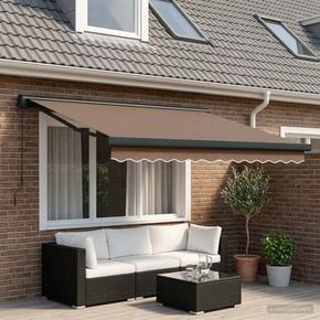 Povlačivi tende Sivosmeđa 350 x 250 cm Tkanina i Metal - Sivosmeđa 350 x 250 cm s antracitnim okvirom