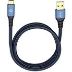 USB 3.0 priključni kabel [1x USB 3.2 gen. 1 utikač A (USB 3.0) - 1x muški konektor USB-C™] 3.00 m plava boja pozlaćeni kontakti Oehlbach USB Plus C3