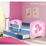 Dječji krevet ACMA s motivom, bočna plava + ladica 140x70 07 Pink Fairy