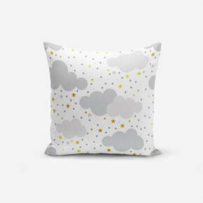 Jastučnica s primjesom pamuka Minimalist Cushion Covers Grey Clouds With Points Stars
