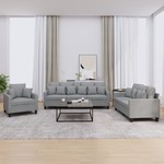 3-dijelni set sofa s jastucima svjetlosivi od tkanine