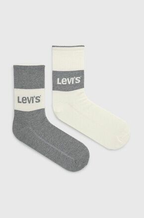 Čarape Levi's boja: siva - siva. Visoke čarape iz kolekcije Levi's. Model izrađen od elastičnog
